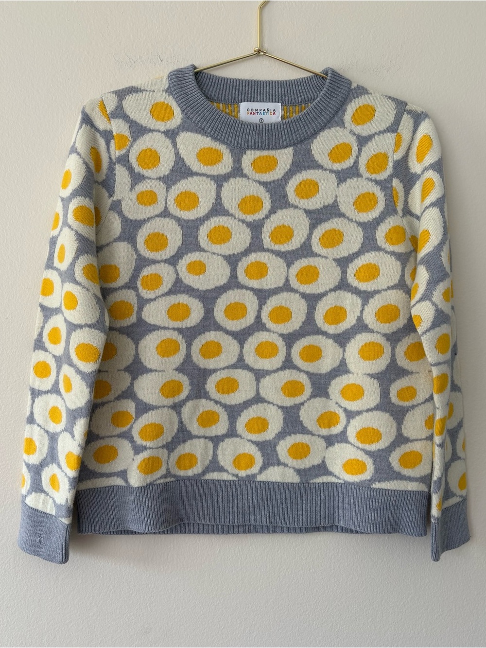 Compañía Fantástica Fried Egg Print Sweater Gray Yellow Size S